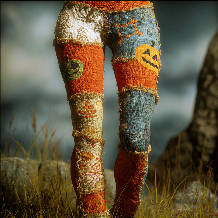 Halloween Funny Pumpkin Element Women's Knitted Tight-fitting Leggings