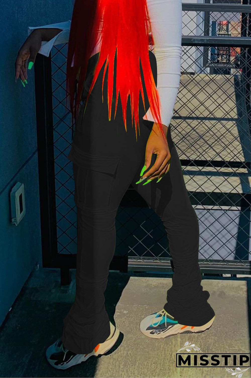 Orange Fashion Casual Pleated Sports Trousers