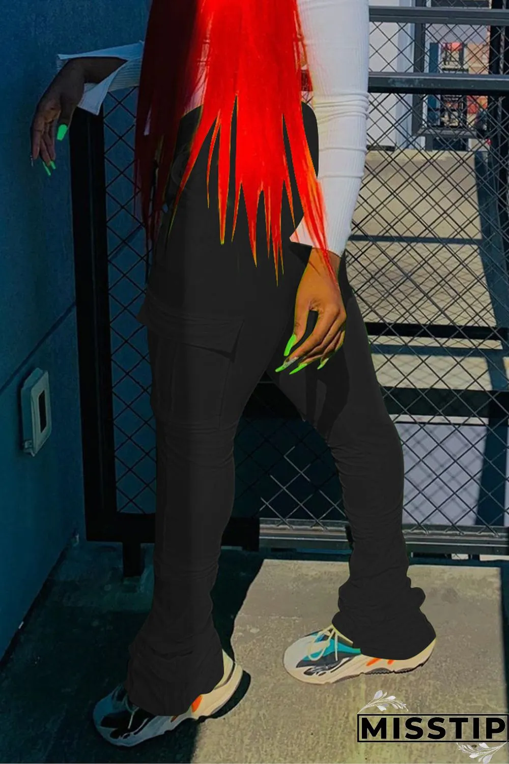 Orange Fashion Casual Pleated Sports Trousers