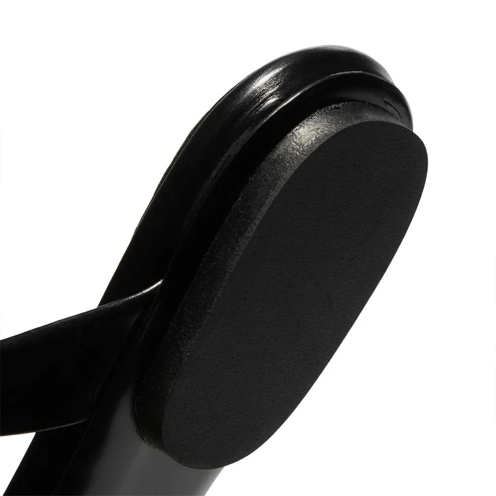 Classic Black Strappy Flip Flop Open Toe Flat Mules for Women