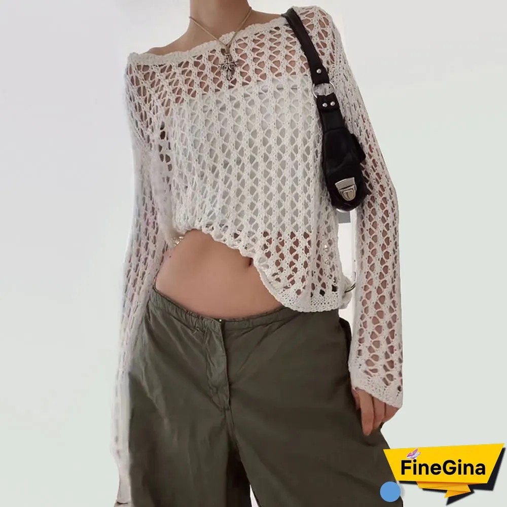 Pure Color Hollow Out Casual Crochet Top
