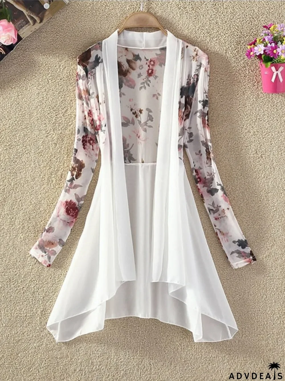 Women's Sheer Chiffon Loose Kimono Cardigan Capes Top