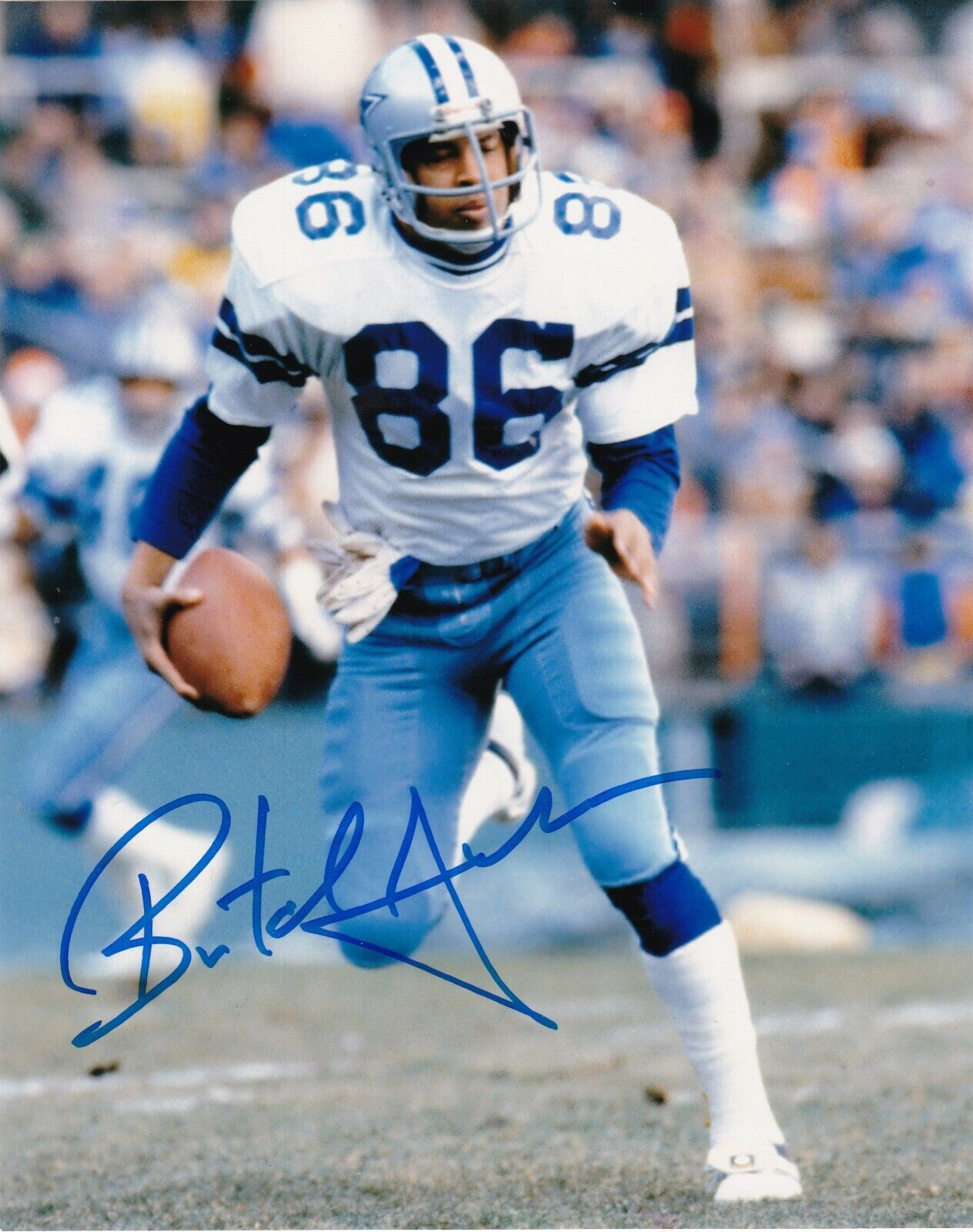 BUTCH JOHNSON DALLAS COWBOYS ACTION SIGNED 8x10 Photo Poster painting