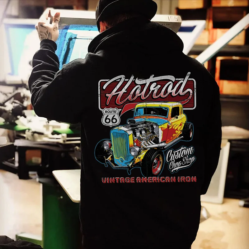 HOT ROD CUSTOM CHOP SHOP Classic Car Print Men's Hoodie