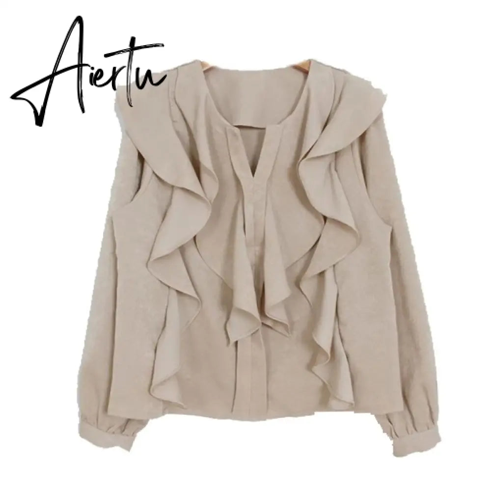 Aiertu Female Fashion Korea Chic Tops Blusas Women Long Sleeve Elegant Basic Wear Office Lady Work Bow Tie Shirt Blouses Aiertu