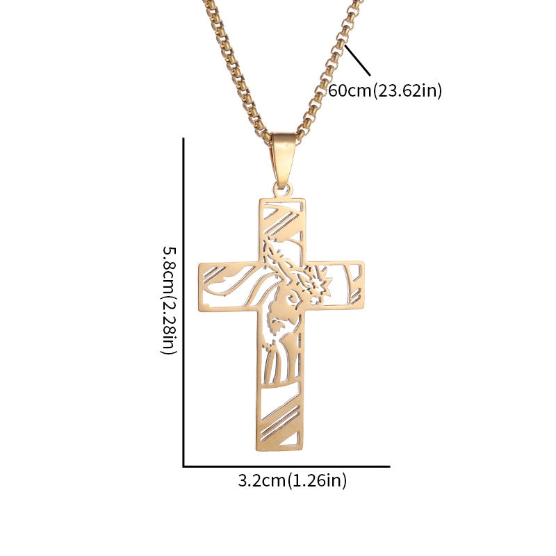 Hip-Hop Retro Roman Style Geometric Cross Titanium Steel Plating Unisex Pendant Necklace