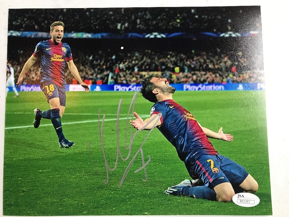 David Villa Signed 8x10 Photo Poster painting Autographed JSA/COA Spain Barcelona