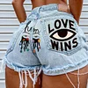 Women's Super High Waist Denim Ripped Shorts Love Wins Sexy Hot Pants Shorts by Inlyline