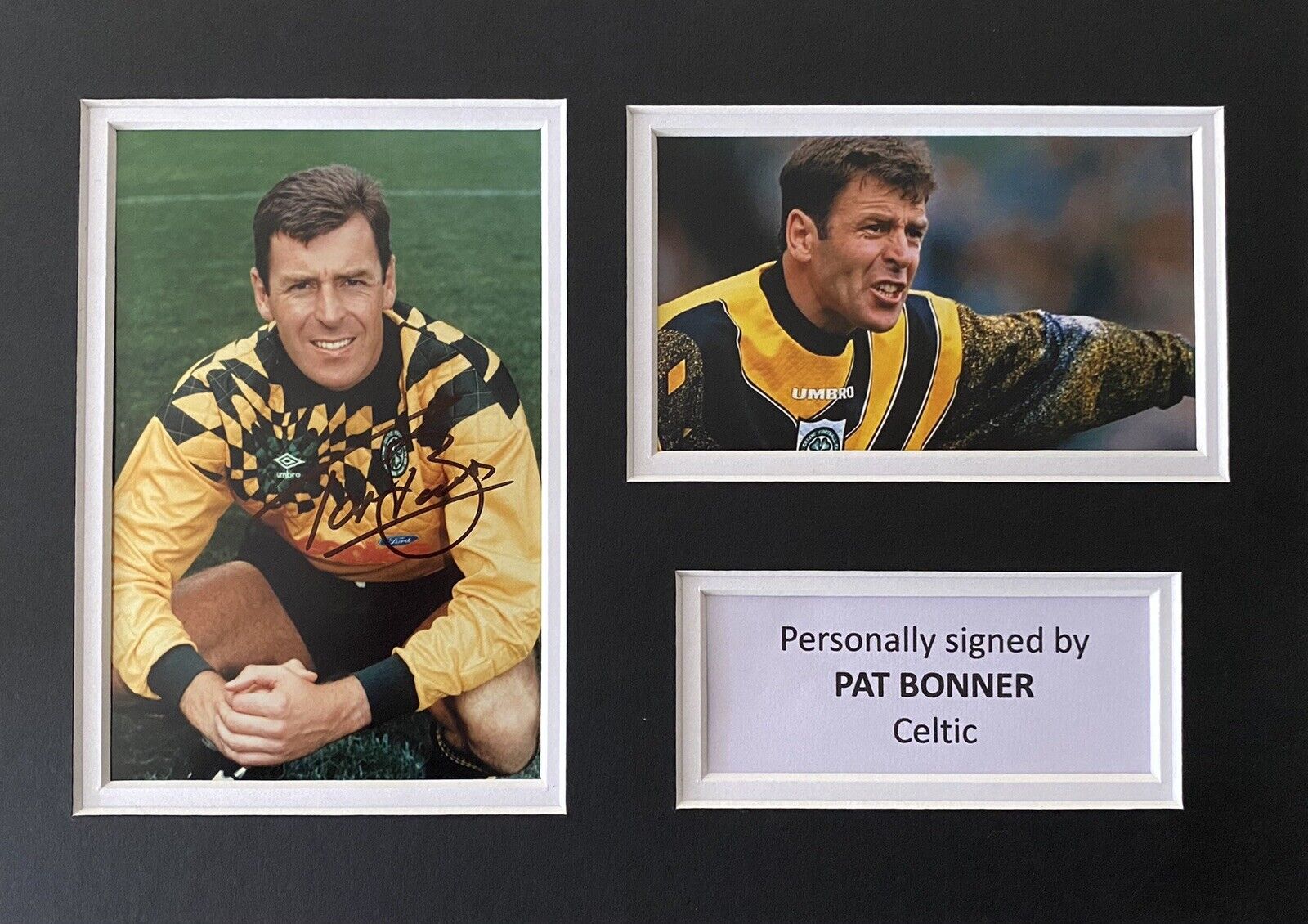 Pat Bonner Genuine Signed Celtic Photo Poster painting In A4 Mount Display