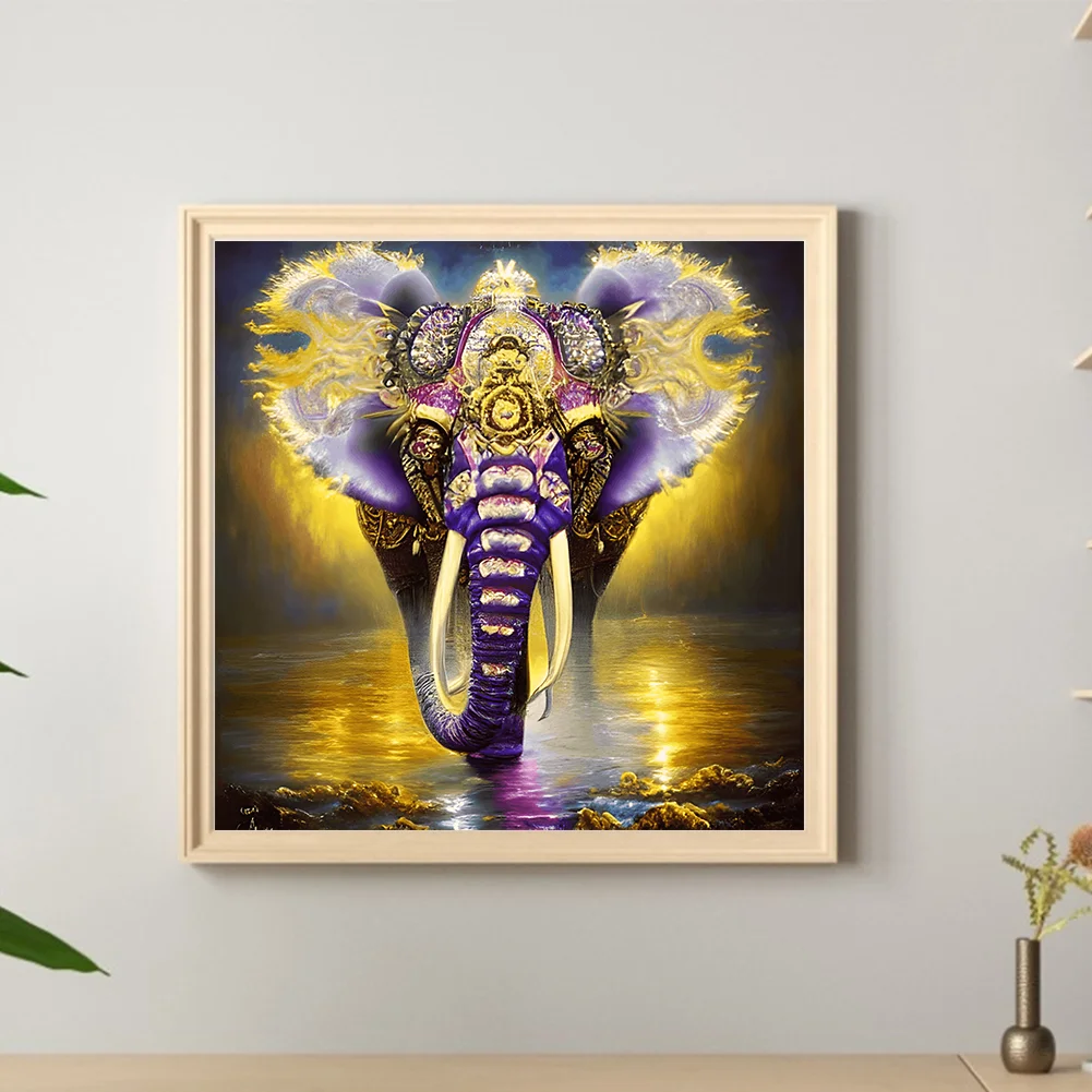 Full Round Diamond Painting 30*30cm - The Elephant Walking In The Starry Sky