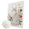 DIY Pearl Painting White Cat for Home Wall Decor with Frame(40x30cm)