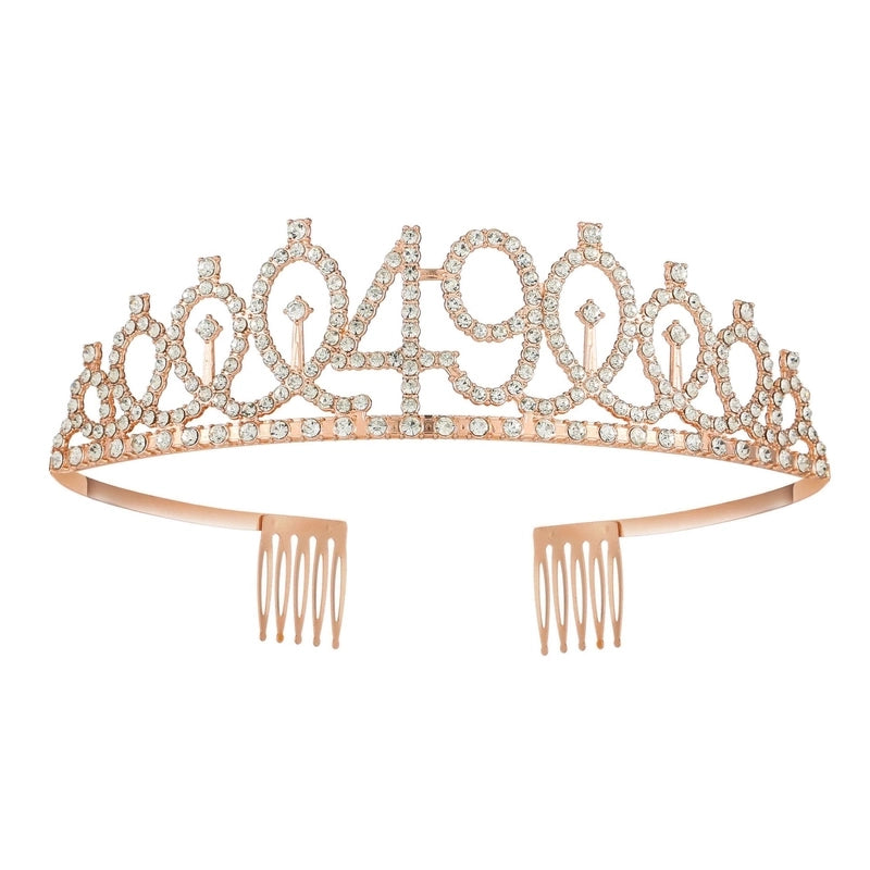 Women’s IG Style Shiny Number Crown Alloy Hollow Out Inlay Rhinestones Crown