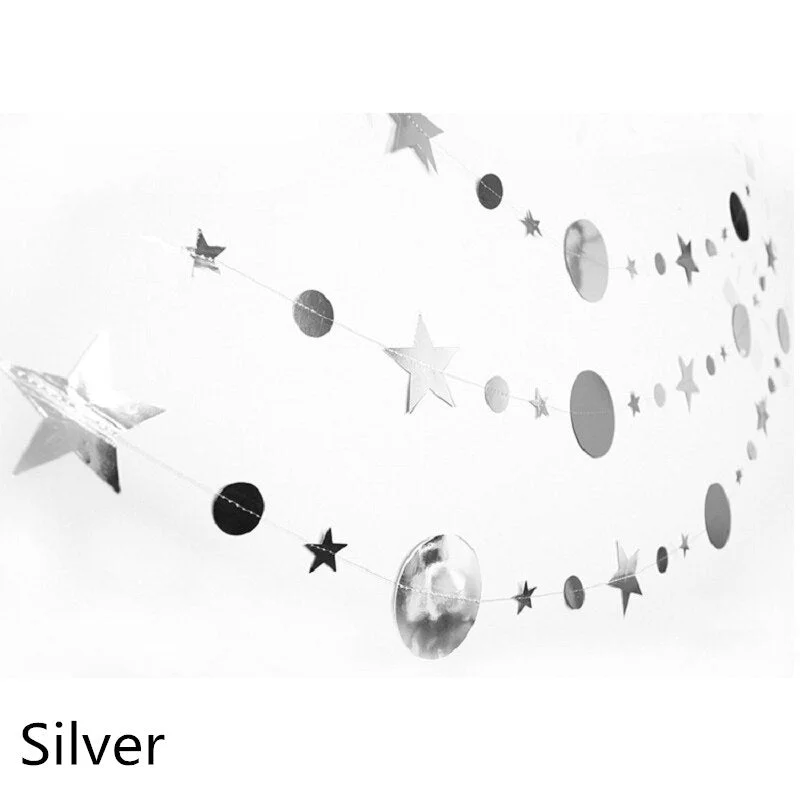 4m Gold Silver Star Circle Party Decoration Paper Garlands Wedding Screen Decor Birthday Party Supplies Girls bedroom decor