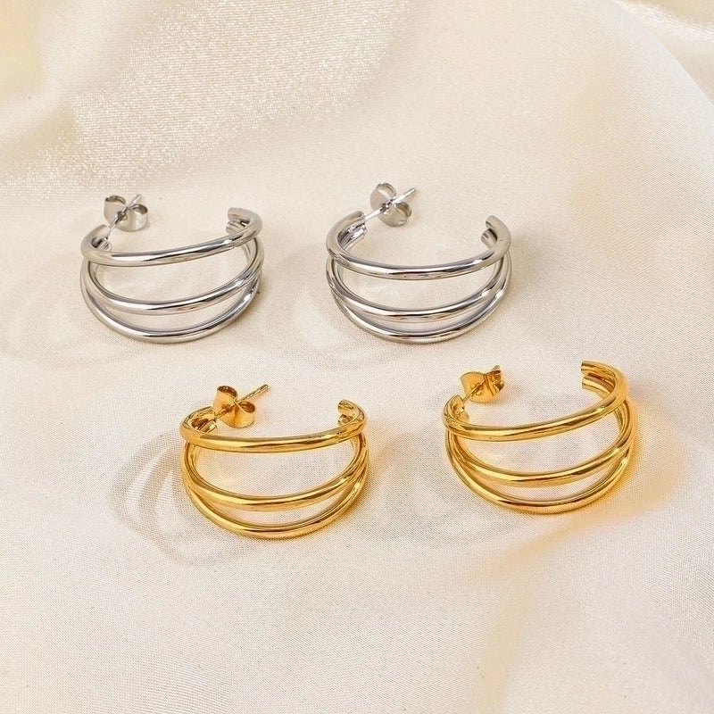 1 Pair Classic Style Geometric Plating 304 Stainless Steel 18K Gold Plated Earrings