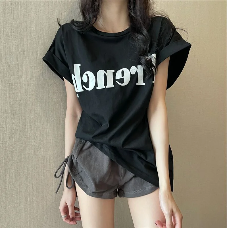 Uveng Uveng New Net Red Ins Super Fire Show Thin Shoulder Sweet Cool Short-Sleeved T-Shirt Loose Female Summer Student Coat Tide