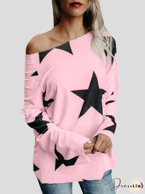 Star Long Sleeve Casual T-shirt for Women