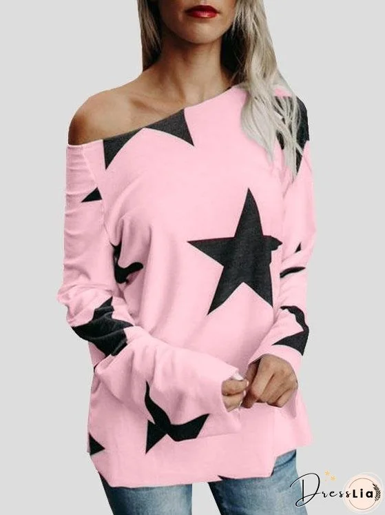 Star Long Sleeve Casual T-shirt for Women