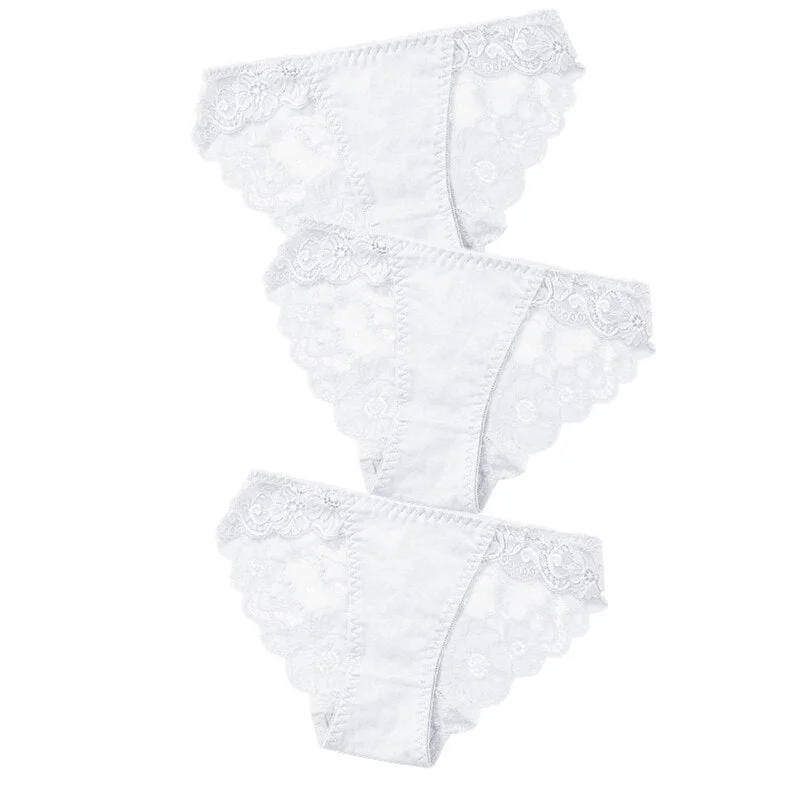 3pcs Exotic Apparel Sexy Panties Lace Briefs Women Low-Rise Solid Panty Underwear Sexy Women Lace Breathable Hip-lift Underpants