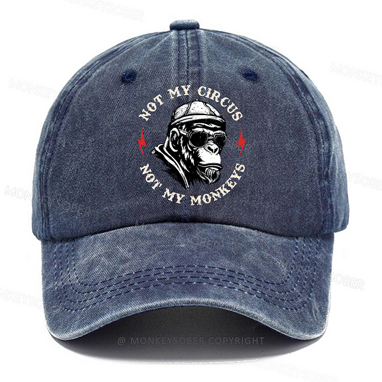 Personalized "Not My Circus Not My Monkeys Print" Custom Washed Baseball Caps