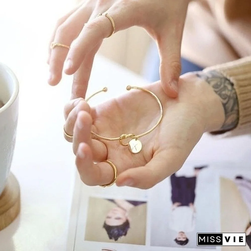 New European and American Fashion Band 26 Letter Knot Bracelet Personalized Initial Heart-shaped Bracelet Monogram Bridesmaid Gift Bracelet