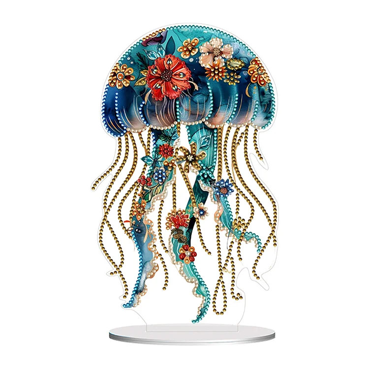 Acrylic Special Shaped Floral Jellyfish Table Top Diamond Painting Ornament Kits gbfke
