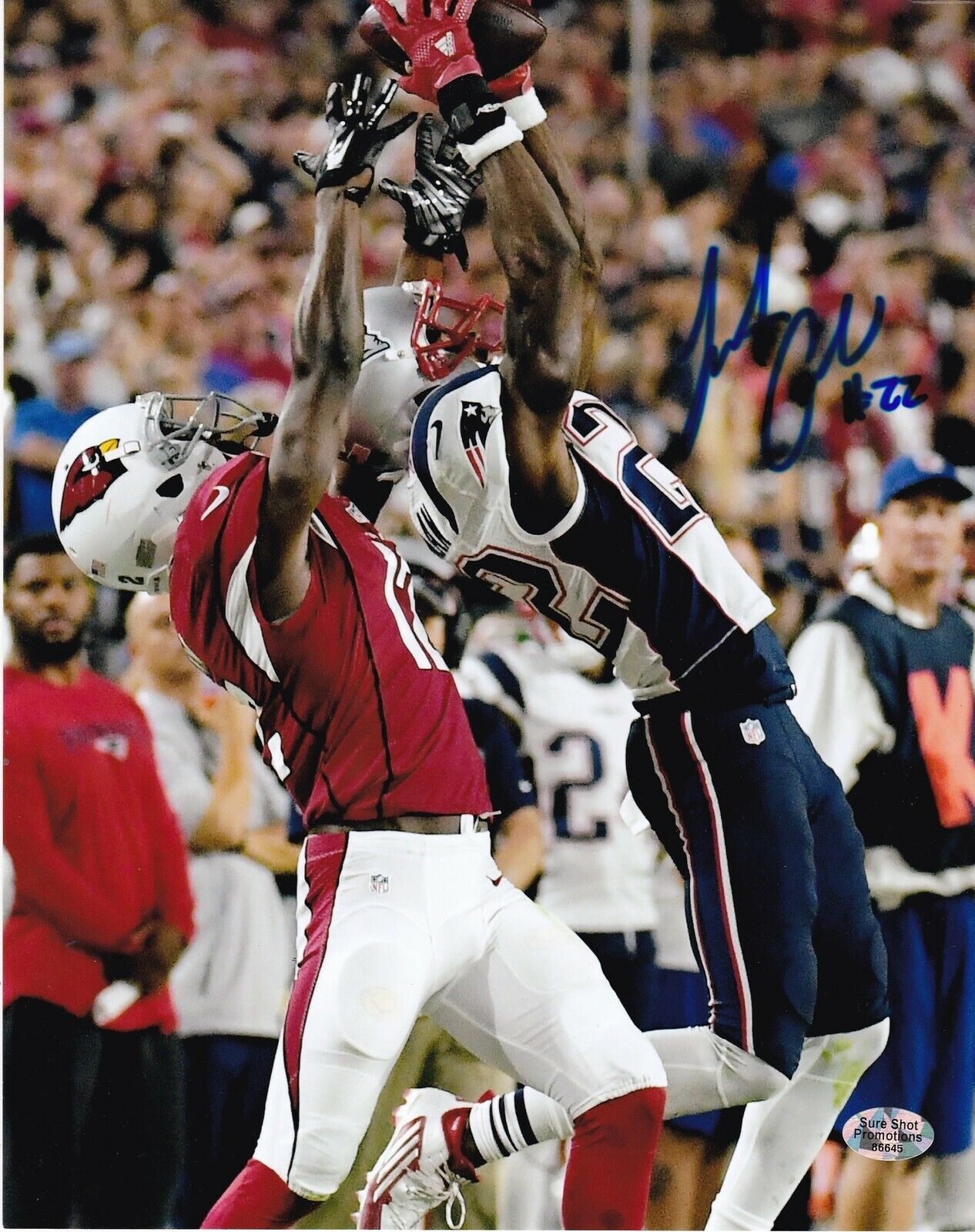 JUSTIN COLEMAN NEW ENGLAND PATRIOTS ACTION SIGNED 8x10