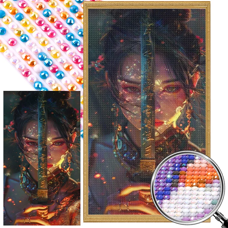Sword-Wielding Female Warrior 40*70CM (Canvas) Full AB Round Drill Diamond Painting gbfke