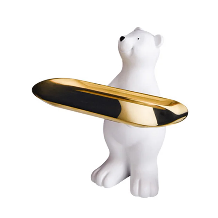 Home Decor Resin Ornaments-Polar Bear Statue Storage Tray gbfke