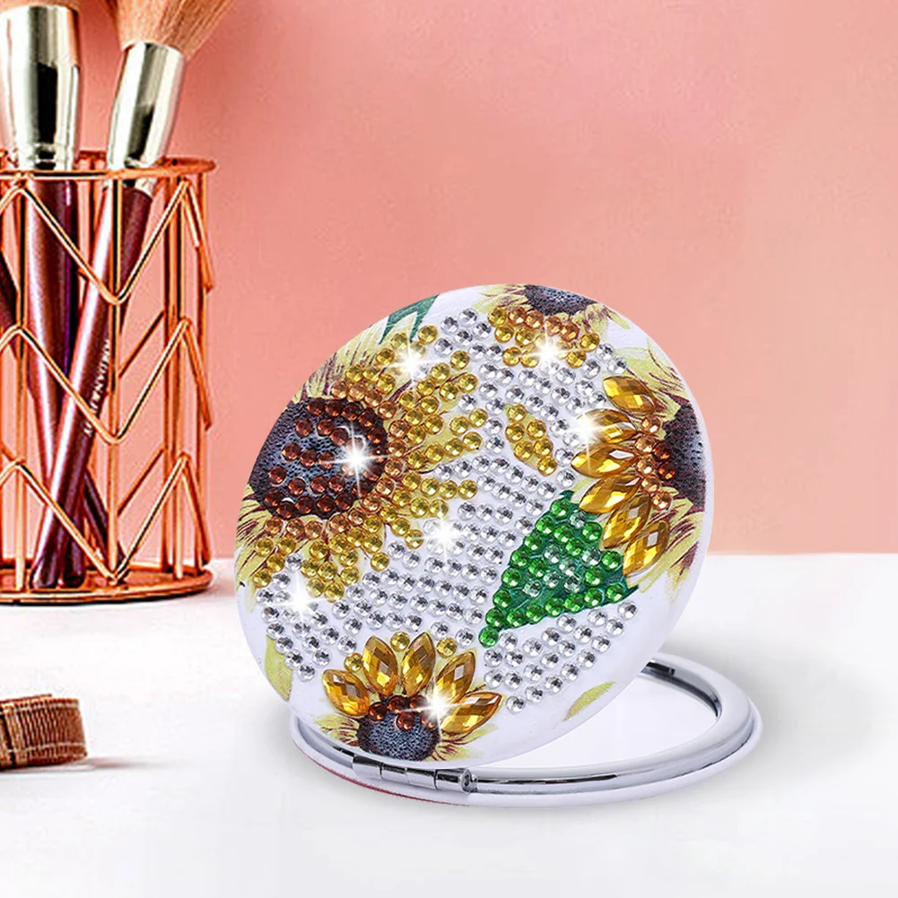 DIY Diamond Painting Makeup Mirror Paint by Number Kits Sunflower