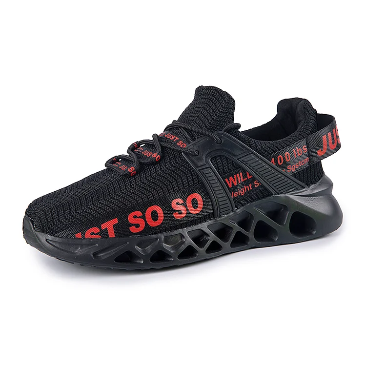 Metelo Men's Relieve Foot Pain Cushioning Walking Shoes - Black Red