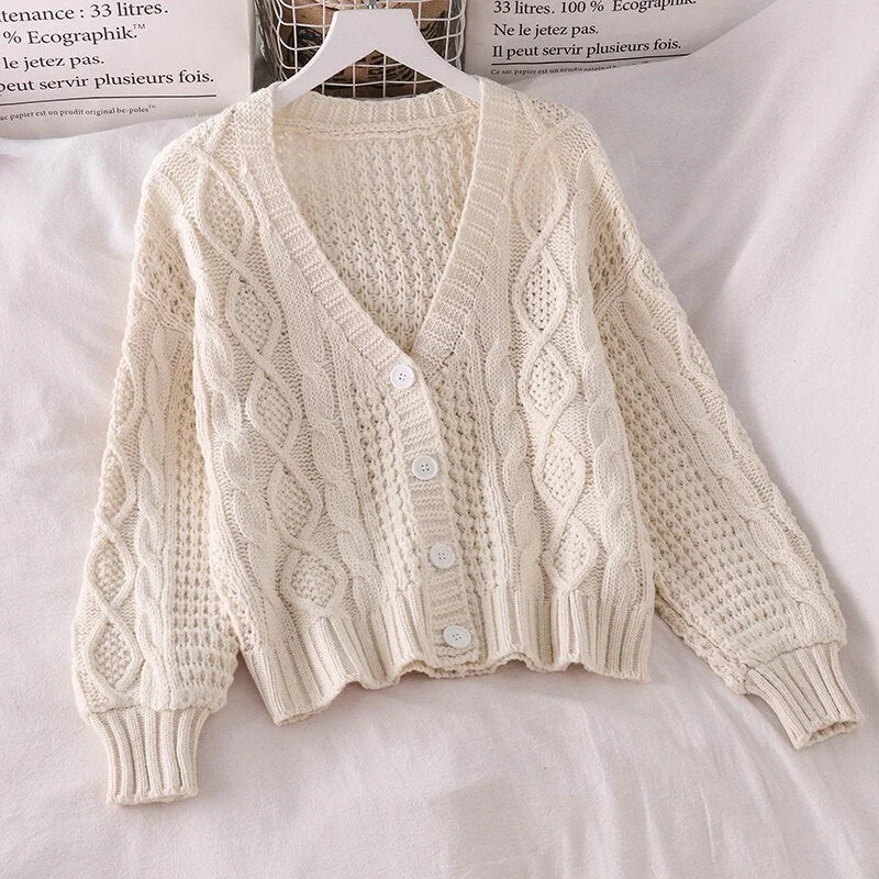 Cropped Sweater Women Cardigan Crop Top Vintage Knitted Fall 2022 Argyle Cute Criss-Cross Casual V-Neck Raglan Sleeve