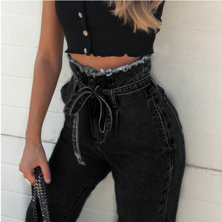 Bud High-Rise Frayed Lace-Up Jeans wearshes