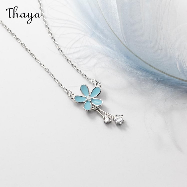 Thaya 925 Silver Blue Flower Necklace
