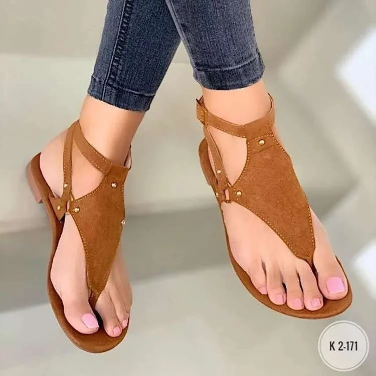 Colourp Colourp New Large Size Sandals Female Flat Toe Human Type Flat Sandals Perennial Supply