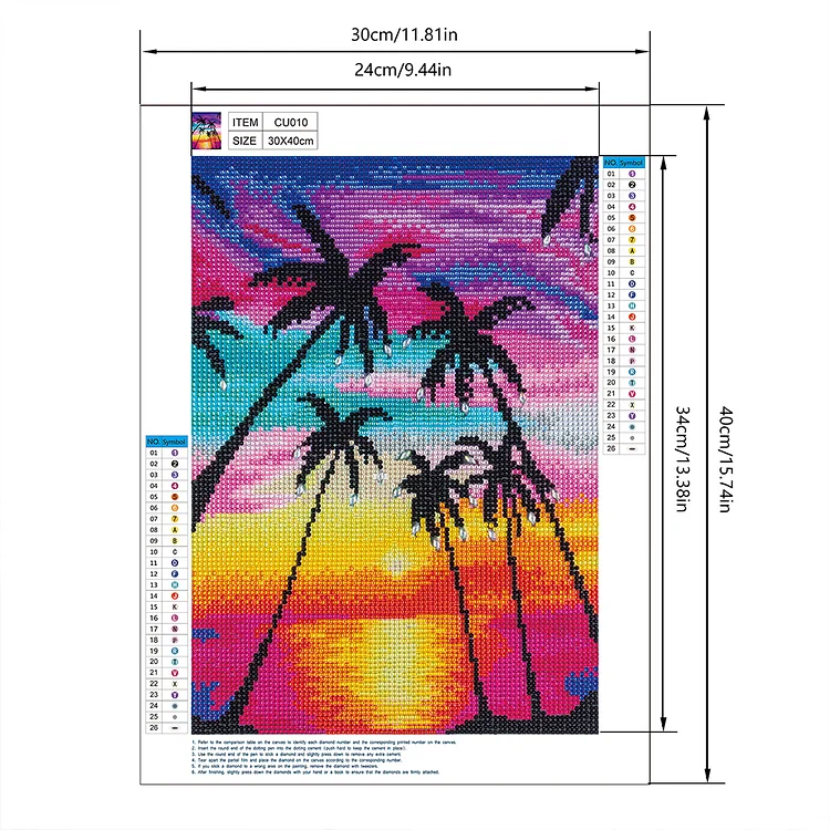 Full Drill Crystal Diamond Painting - Sunset Coconut Tree -30*40CM