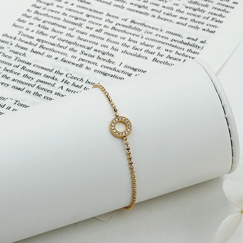 Minimalist Geometric Heart Shape Titanium Steel Zircon Bracelets In Bulk