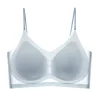 Summer Ultra-Thin Beautiful Back Spaghetti Strap Ice Silk Seamless Underwear Gathered Breathable Women's Suspender Bra