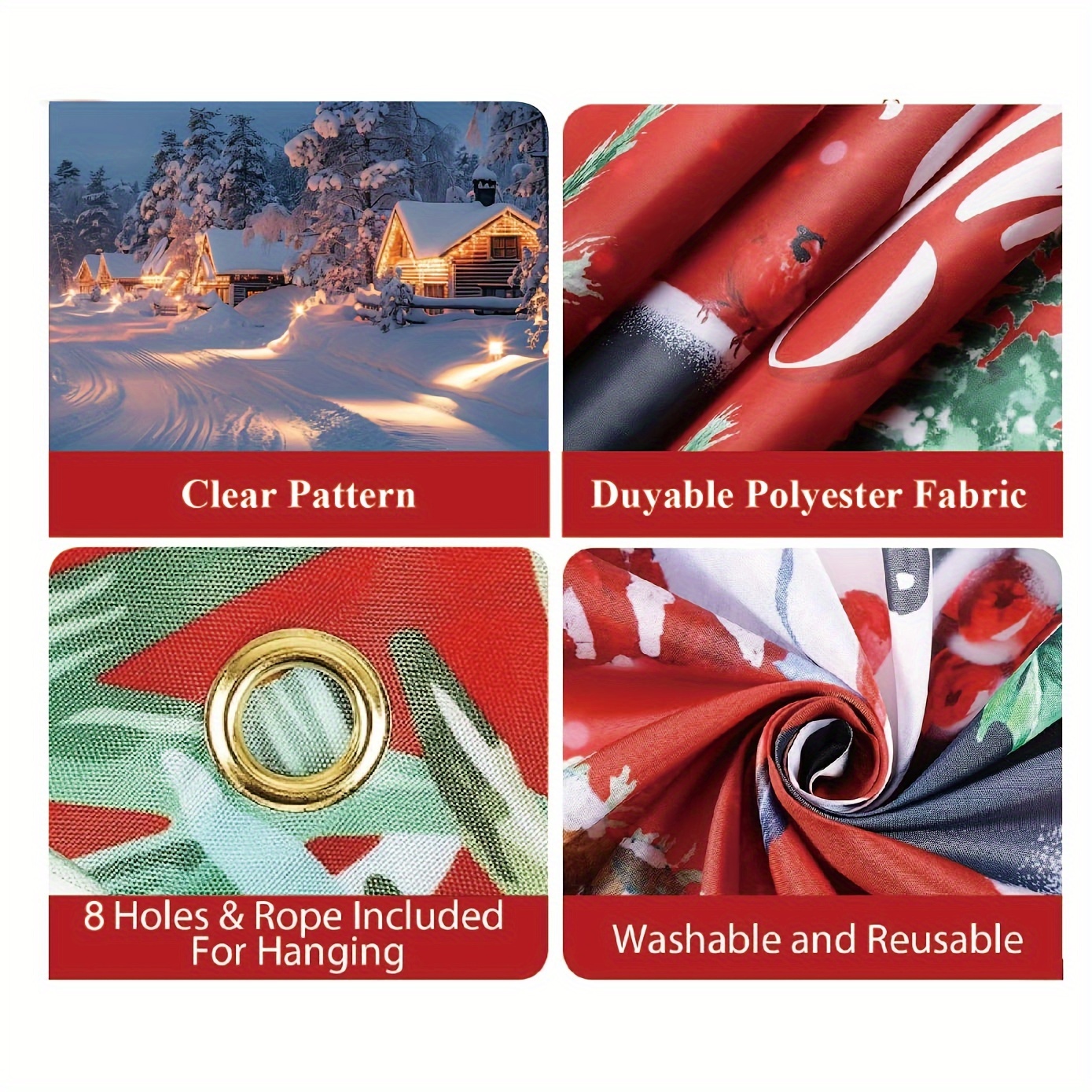 Tegooe Durable Outdoor Christmas Garage Door Banner Snow Village Log Cabin Scene Holiday Decor Multi-Size