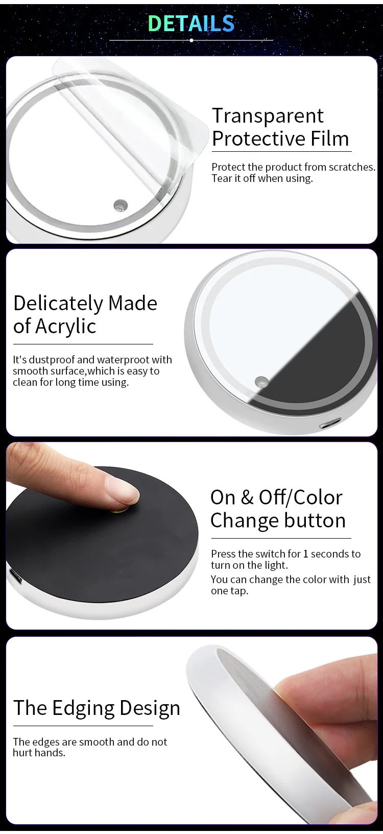 New Car LED Colorful Water Cup Pad（2PCS）