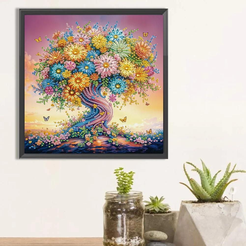 Diamond Painting - Partial Special Shaped Drill - Flower Tree(Canvas|30*30cm)