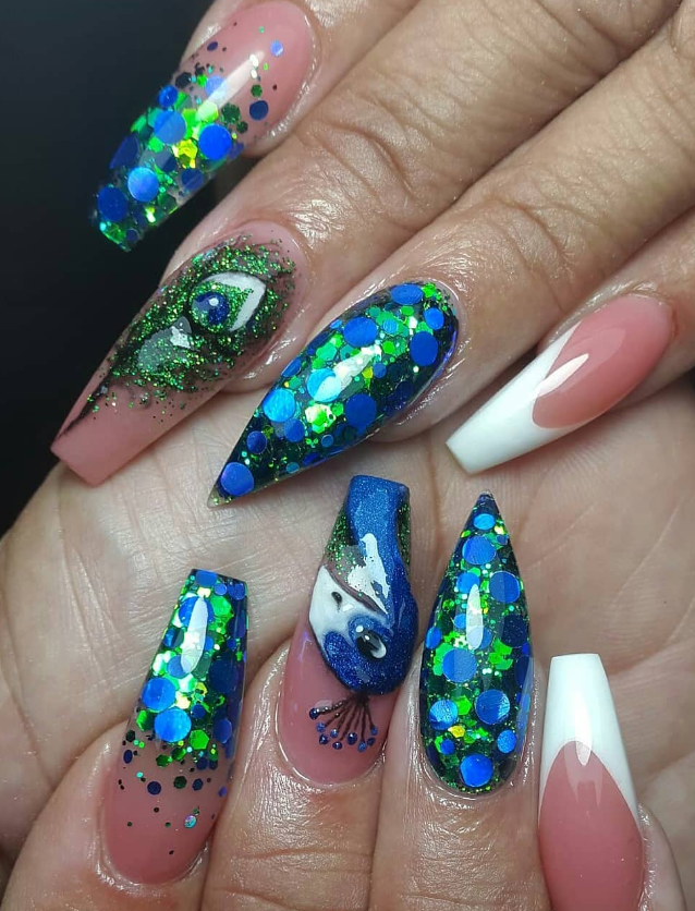 Premium Photo | Nail design closeup hand art acrylic gel manicure  fingernail nail design abstract generative ai illustration