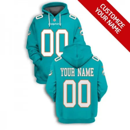 Men's Miami Dolphins Active Player Custom 2021 Aqua Pullover Hoodie CX13