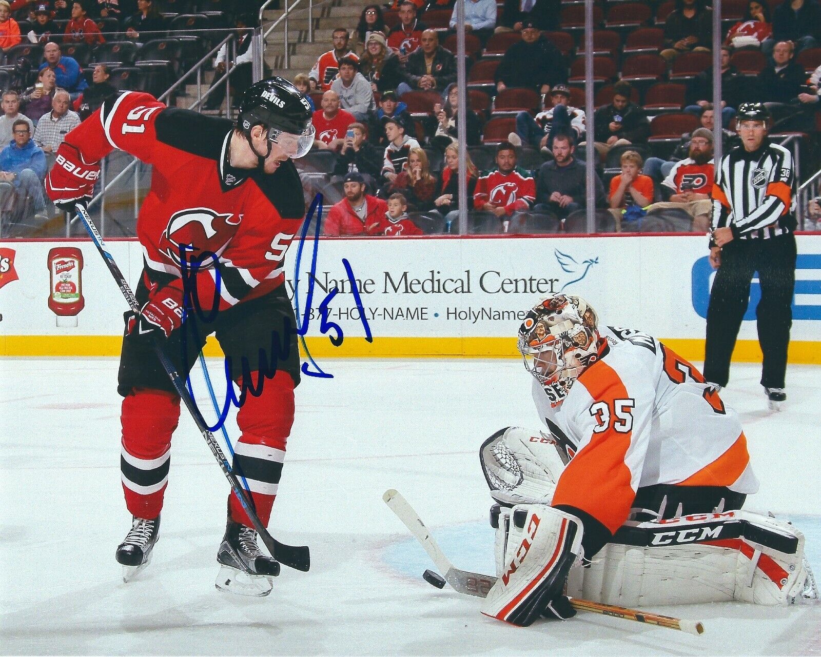 Signed 8x10 SERGEY KALININ New Jersey Devils Photo Poster painting - COA