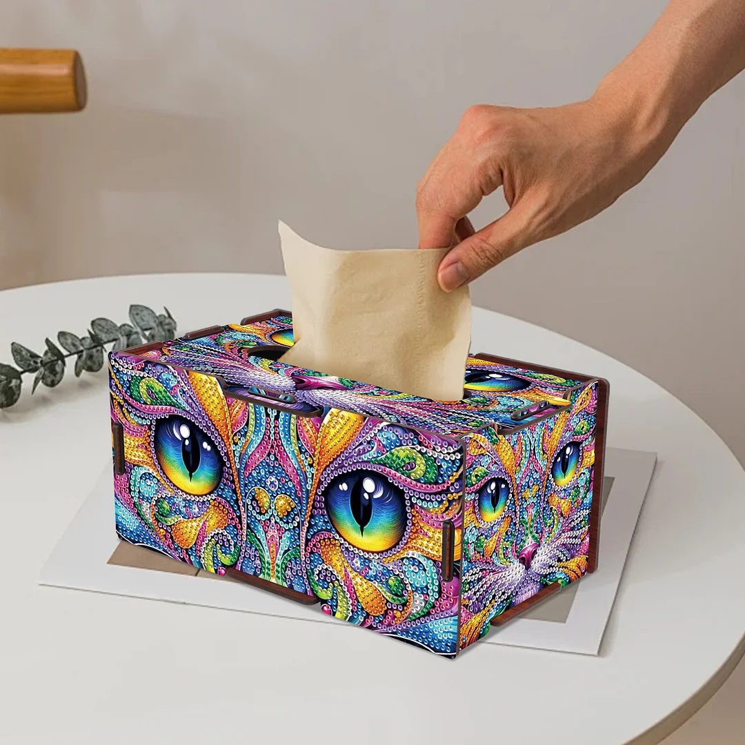 Wooden Diamond Painting Tissue Box for Home and Office Decoration (ZJH024)