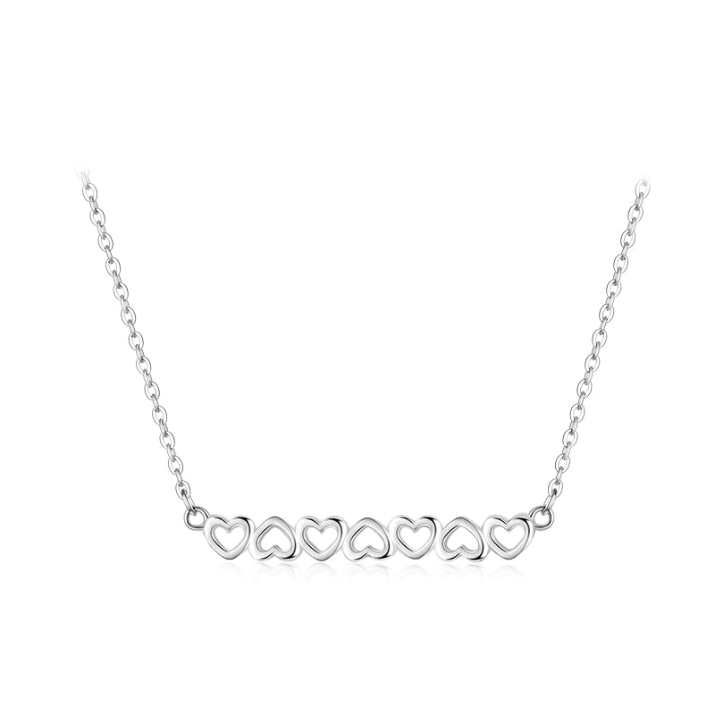 925 Sterling Silver Cable Chain Plating Hollow Out Heart Shape Necklace