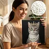 uk.everydayedeals DIY Pearl Painting With Frame - Handmade Self-Adhesive Pearls - Rich Cat(25*25cm)
