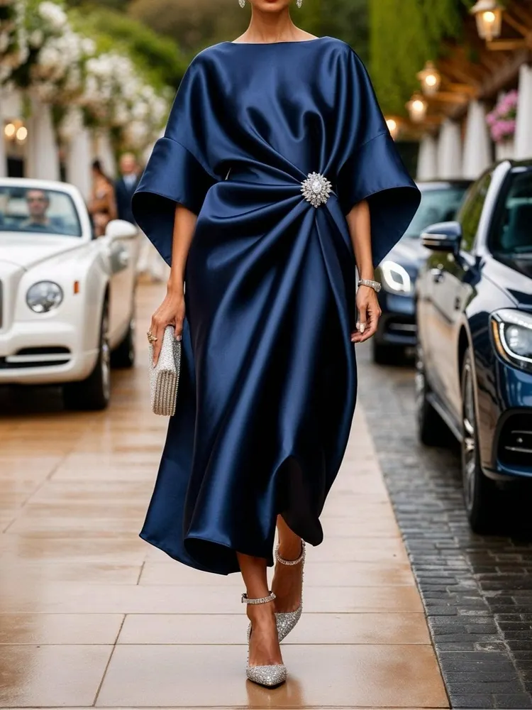Luxe Shimmer Satin Long Dress