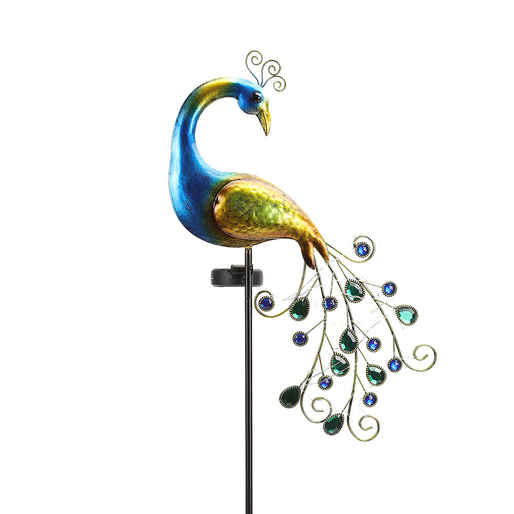 Peacock Garden Decor Solar Garden Lights Waterproof Metal Peacock Solar ...