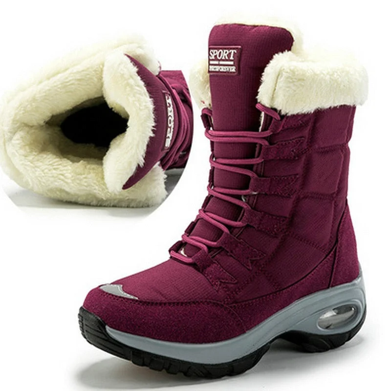 Womens Plus Size Boots Platform High Quality Keep Warm Flat Snow Boots Waterproof Comfortable Thicken Winter Shoes Women