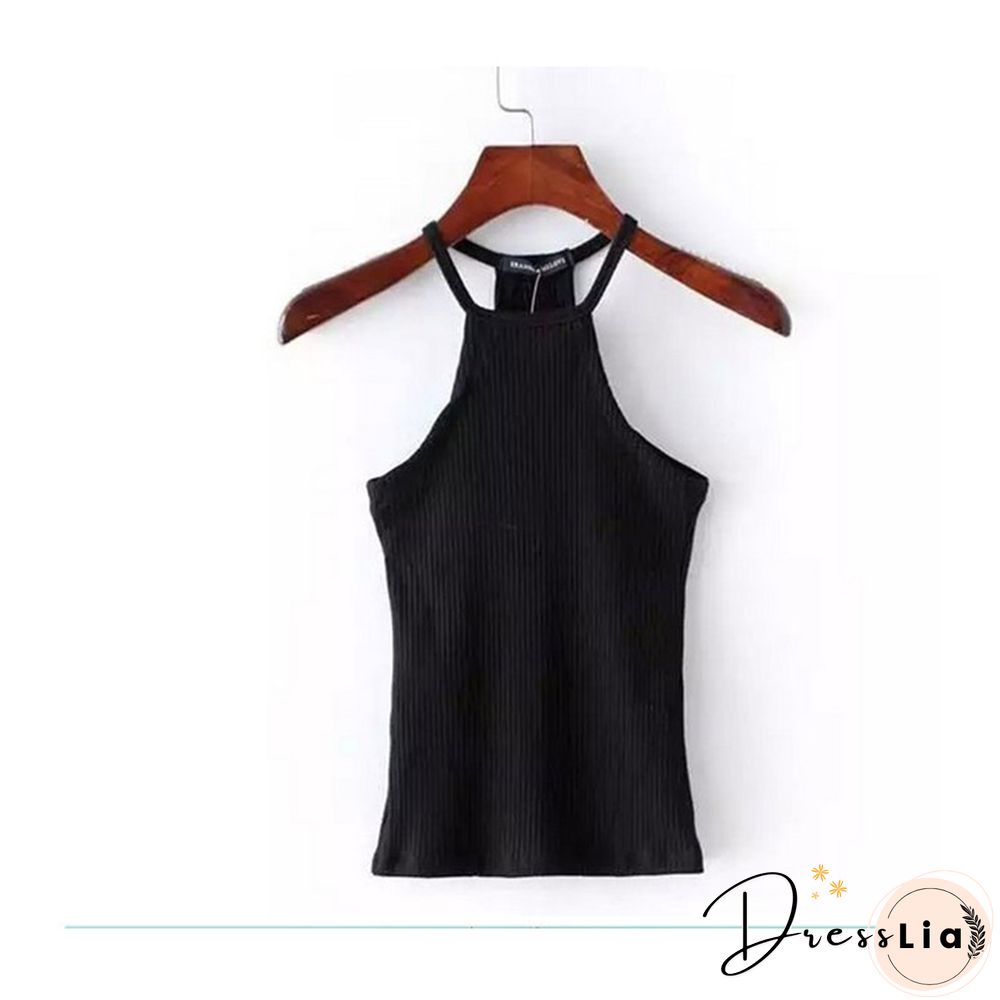 Summer Casual Knit Basic Tank Top Women Ribbed Stretchy Solid Sport Summer Crop Top Off Shoulder Sexy T Shirt